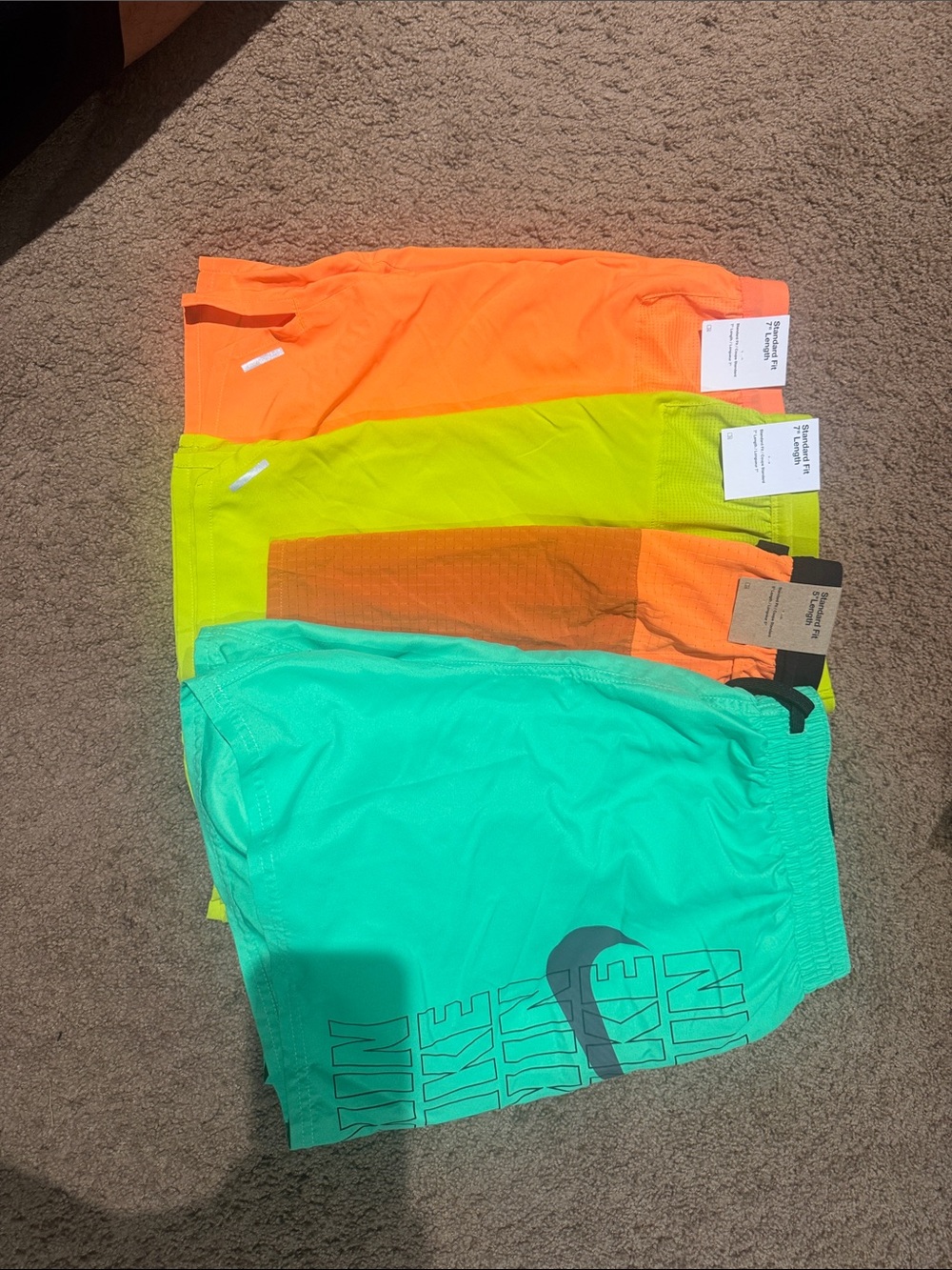 Nike Neon Turquoise, Lime, and Orange Athletic Shorts Set